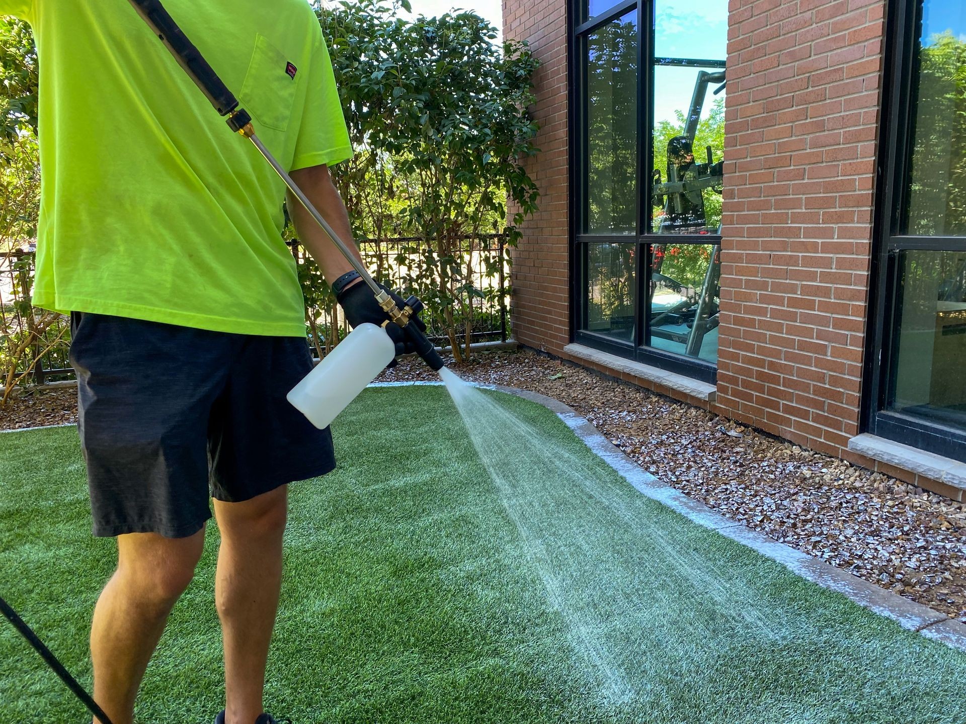 Pet odor turf cleaning for Joule Plaza